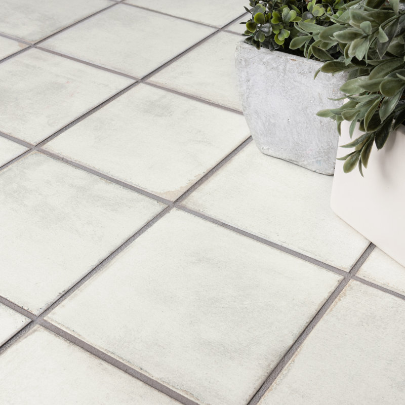 Carreau de porcelaine rétro pour mur et plancher 6 po x 6 po Barcelona, Blanc