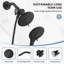 Ensemble de robinet de douche à poignée simple à 6 jets et à double jet 1,8 GPM avec valve et pomme de douche à main filtrée en noir mat-109617517