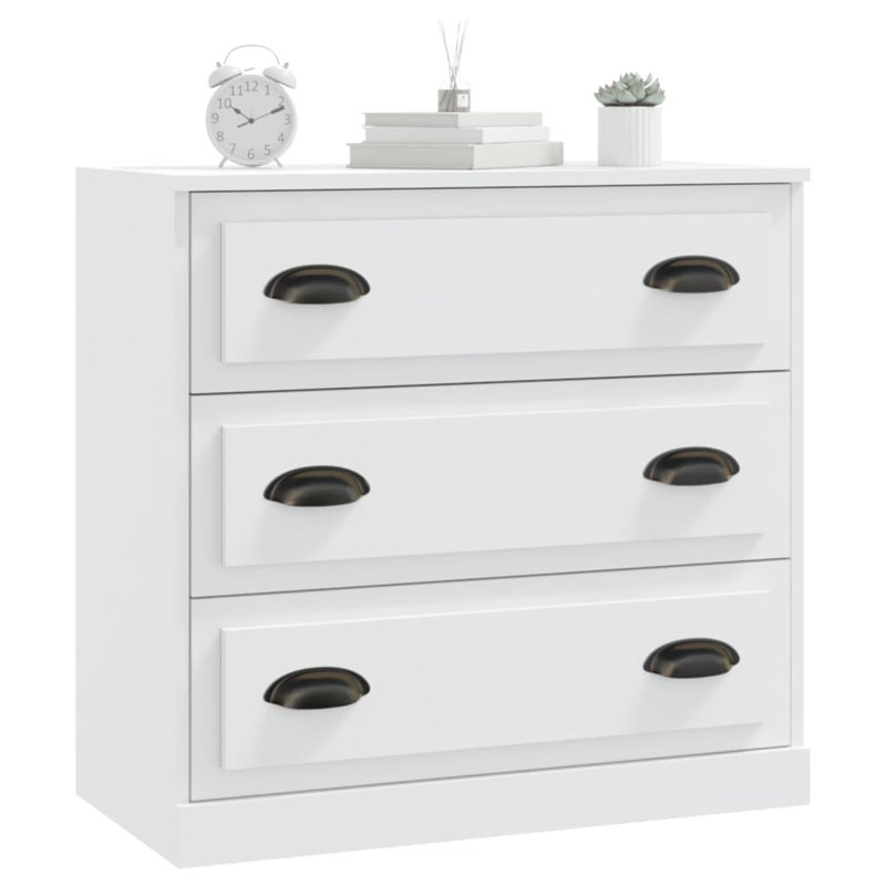Buffet en bois d'ingénierie, petit buffet en métal, Blanc délavé