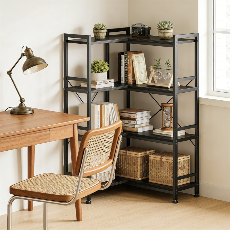 145.5cm H x 72.8cm W Metal Standard Bookcase, Black
