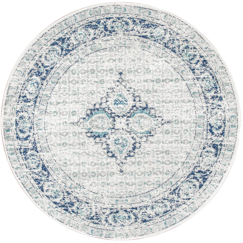 Tapis oriental bleu clair Arkins, Rond 8 pi
