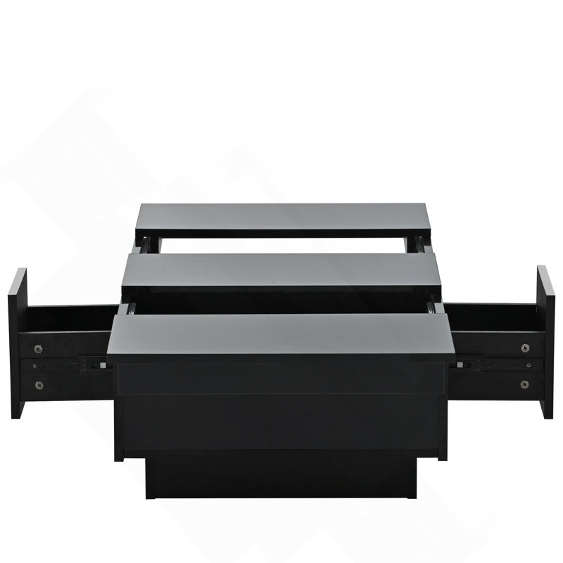 Coffee Table With 2 Large Hidden Storage Compartment, Black