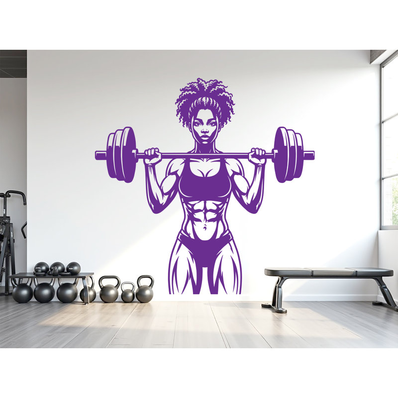 Autocollant d'art Afro Girl Power Gym, 44 po x 44 po, Lilas
