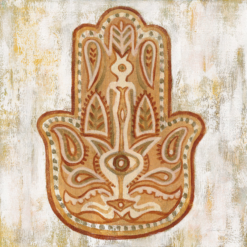 Hamsa by Silvia Vassileva - No Frame Painting on Canvas, 51cm H x 51cm W x 3.8cm D