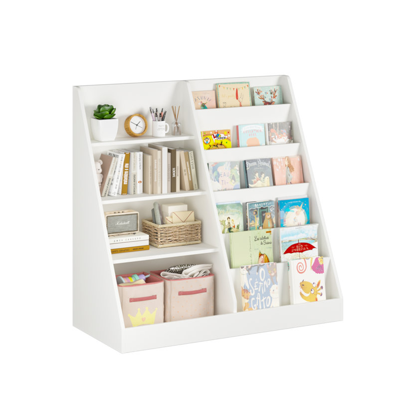 4-tier Multifunctional Wooden Kids Bookshelf And Toy Storage Organizer - Display Bookcase For Toddlers, Children In Nursery, Playroom, Kids Room