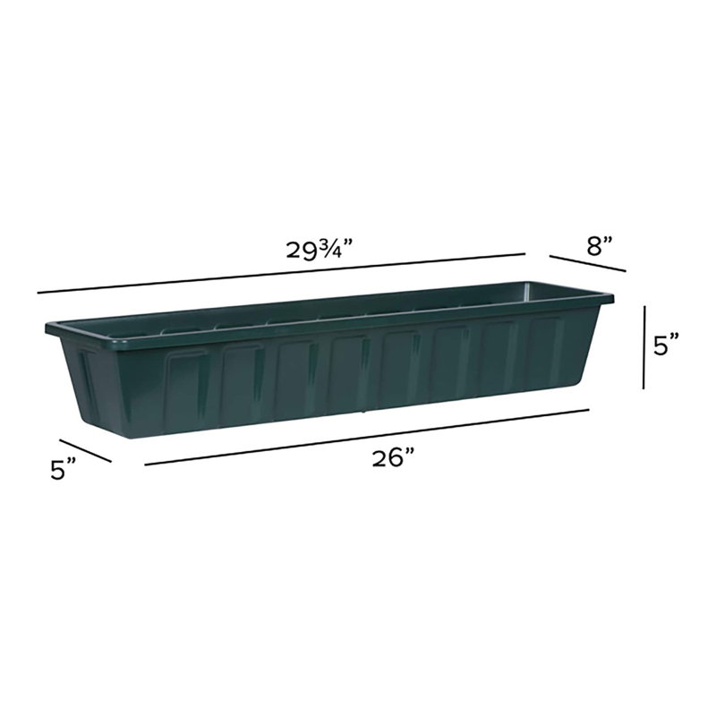 Plastic Planter Box, Hunter Green, 5" H x 30" W x 8" D
