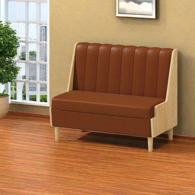 Banc rembourré en similicuir Modern, Brun
