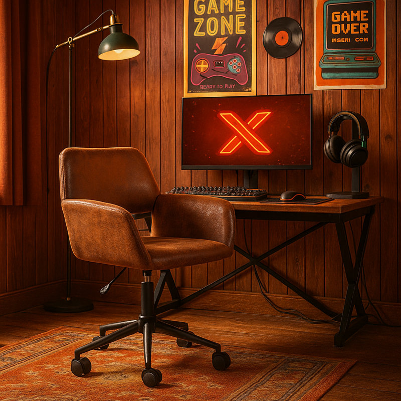 17 Stories Adjustable Swiveling PC & Racing Game Chair, Brown