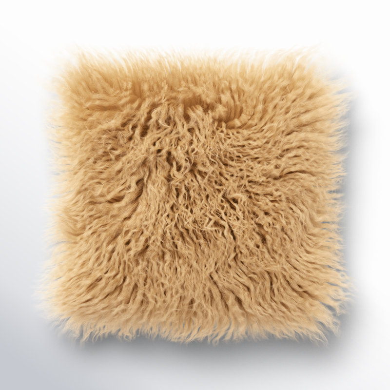 Iyana 16" x 16" Gold Wool Throw Pillow Set