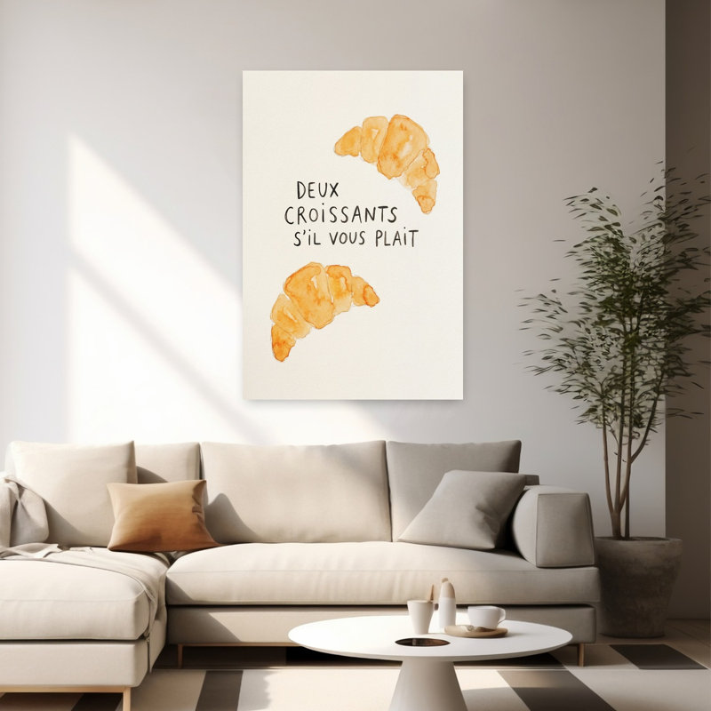 Deux croissants, art mural, H 60 po x l 40 po
