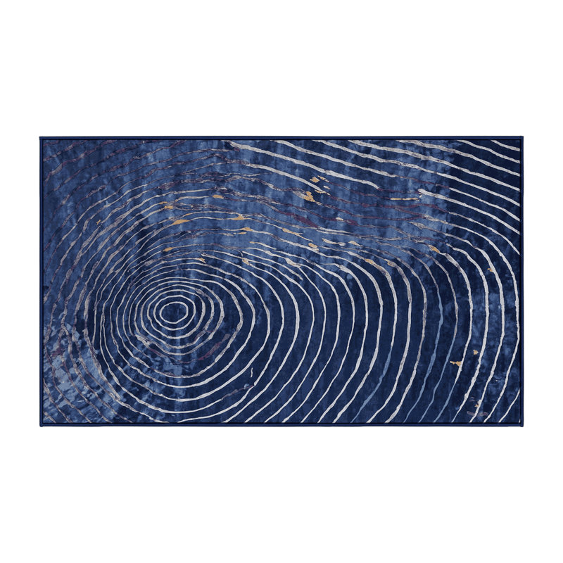 Machine Washable Blue Area Rug, Rectangle 7' x 9'