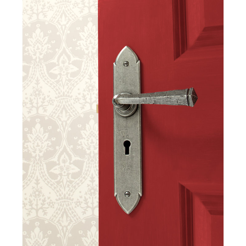 Gothic Lock Door Handle, Pewter Patina