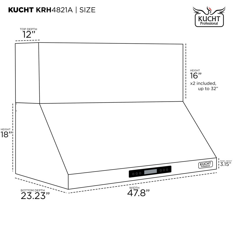 Kucht Stainless Steel Under Cabinet Range Hood