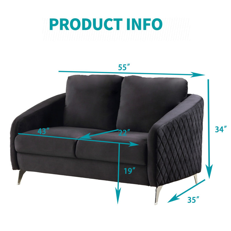 Causeuse Thord, Velours noir