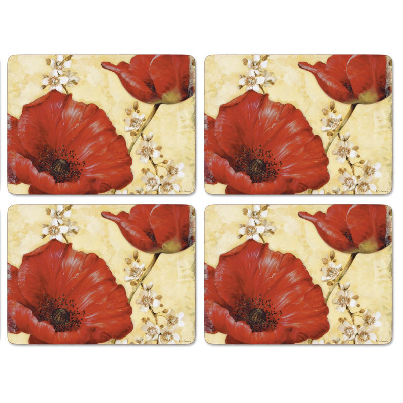 Napperon 15,7 po x 11,7 po Pimpernel Red Poppy Blossoms