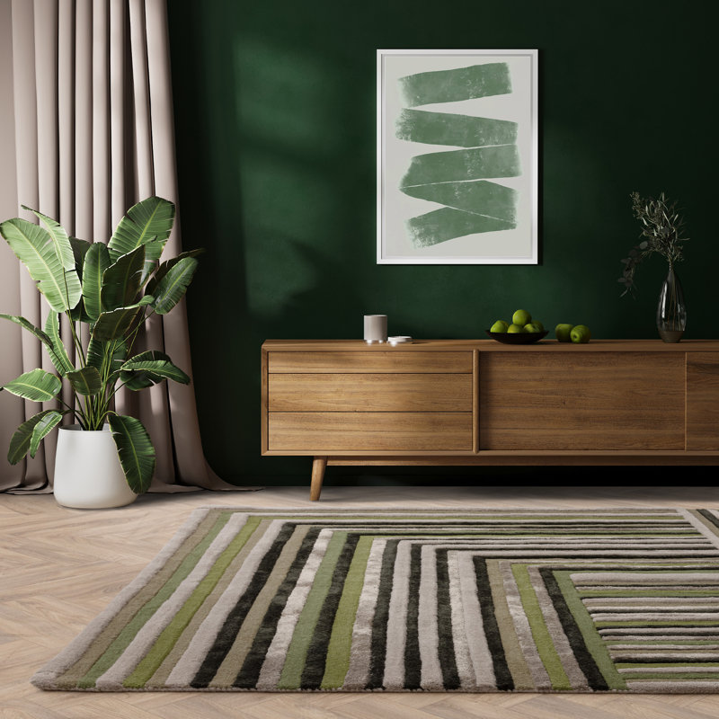 Corel Rectangle Geometric Wool Hand Tufted Dhurrie, Rectangle 160 x 230cm