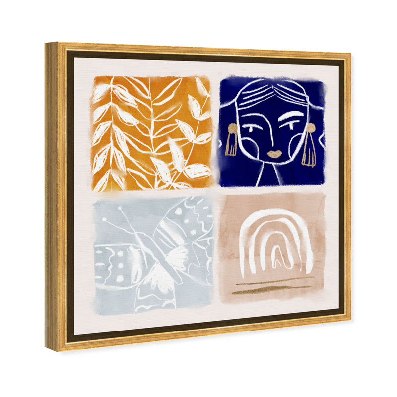 " Abstract Fall Back ", Gold Framed Canvas, 30" H x 30" W x 1.5" D
