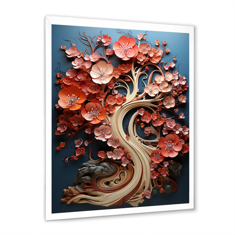 Coral Tree Harmony II, reproduction d'art sur toile, Cadre simple blanc, H 40 po x l 30 po x P 1,5 po