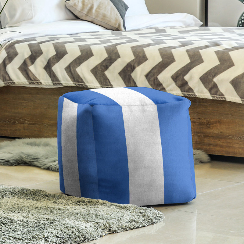 Repose-pieds cube la ours college stripes, Bleu / Blanc / Bleu