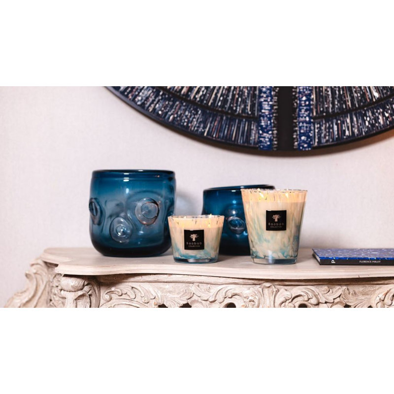 Pearls Sapphire Candle, 3.9" H x 5.07" W x 5.07" D