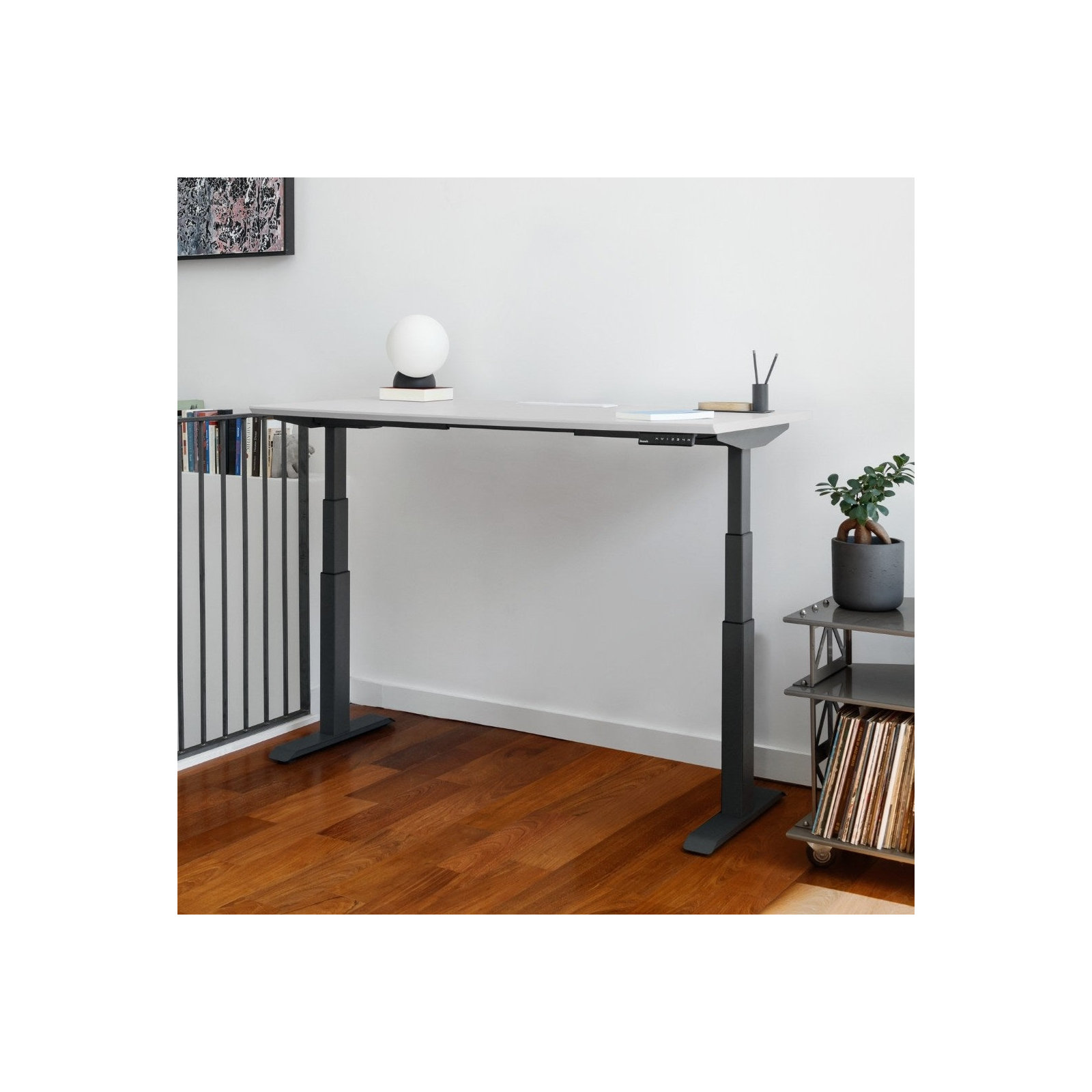 Standing Desk, Charcoal, Fog, 52" H x 48" W x 30" D