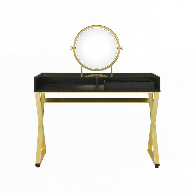 Bureau de coiffeuse avec miroir et plateau à bijoux
