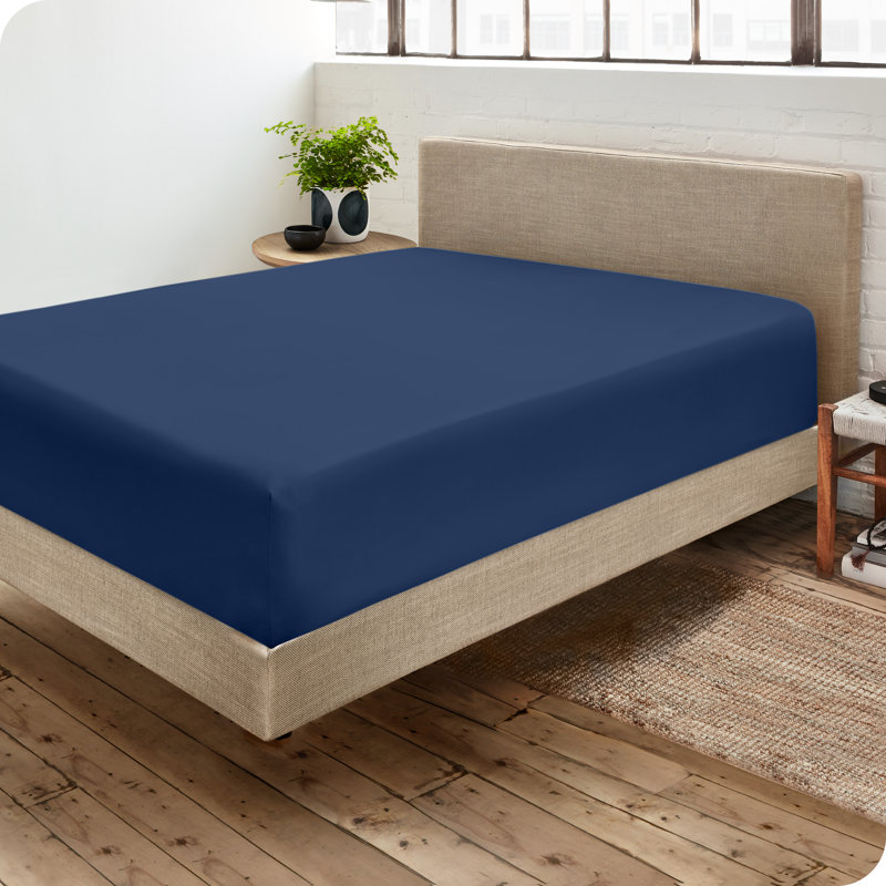 Microfiber Fitted Sheet, Dark Blue, Twin Fitted Sheet