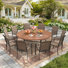 Ensemble de salle à manger 11 pièces d'extérieur pour terrasse avec fauteuil empilable