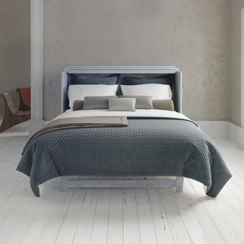 Andriena Murphy Bed Chest with 6" Mattress, Storage & Built-in Charger, Queen, Driftwood