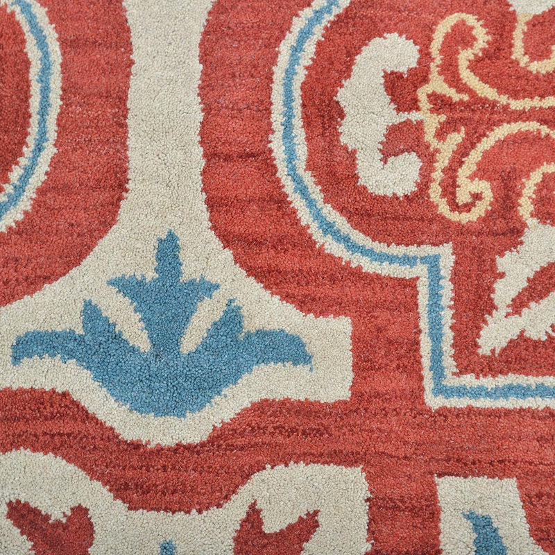 Beybut Hand Tufted Wool Eco-Friendly Area Rugs - Rectangle, Red Beige Color, Floral Modern Design, High Pile Thick Handmade Anti Skid Area Rugs for Living Room, Bed Room