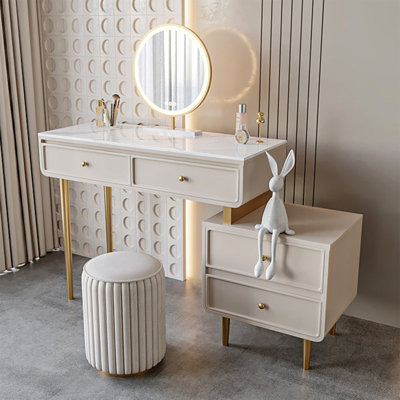 53.15"Modern minimalist luxury dressing table with a vanity mirror