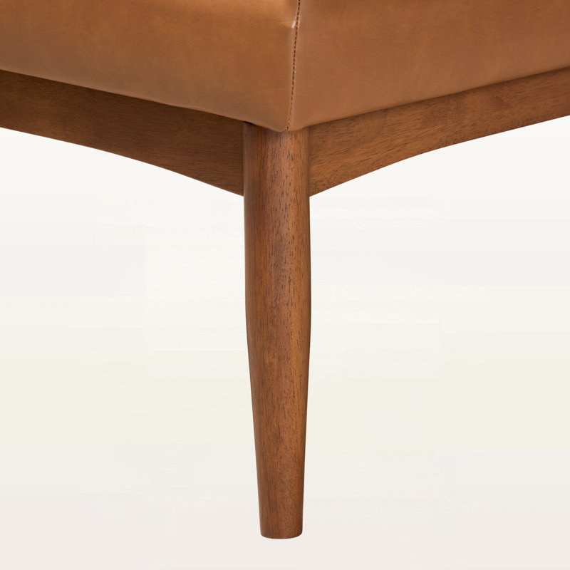 Fye 2-Pc Tan Faux Leather Upholstery Bench With Walnut Finished Wood, 31.5'' H X 74.4'' W X 53.5'' D, Tan/Brown