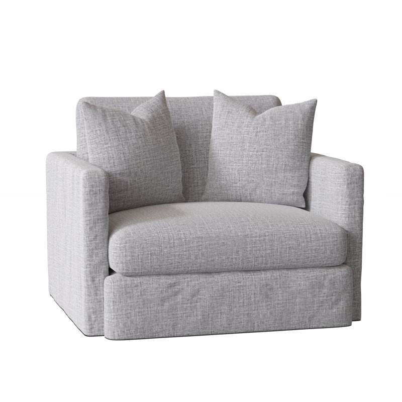 Hartig 47" Wide Down Cushion Slipcovered Armchair, Zuma Pumice Textured Linen
