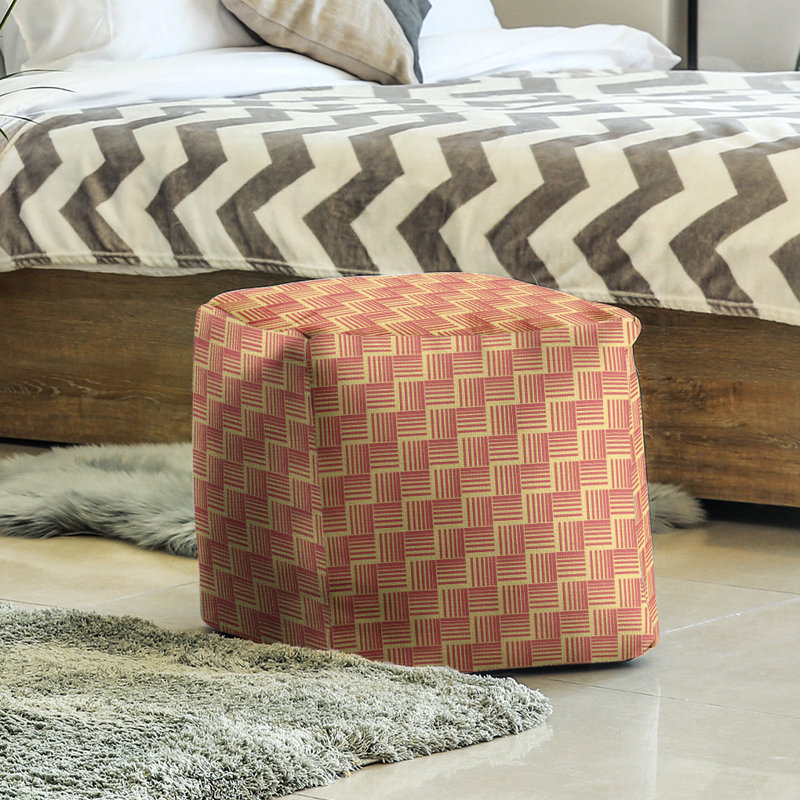 Repose-pieds cubique à rayures classic basketweave, Jaune / Rouge