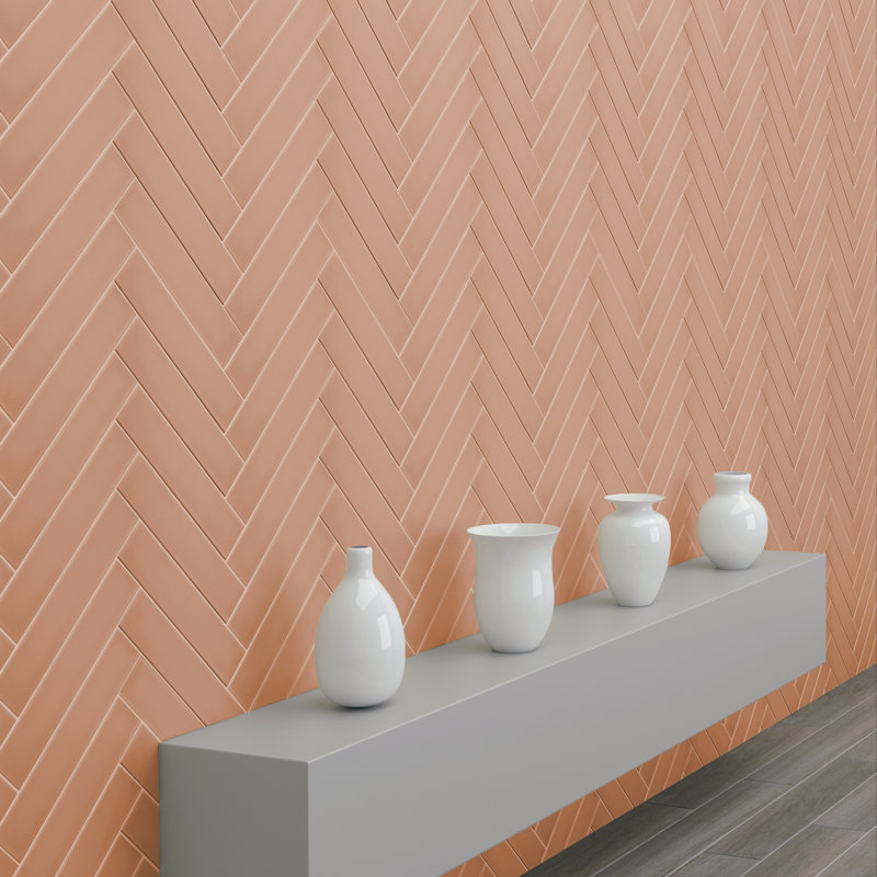 Curvaceous 3" x 12" Ceramic Wall Tile, Blush
