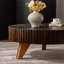 Table basse ronde ronde de 35,4 po convenant à la décoration de café et à la maison brune