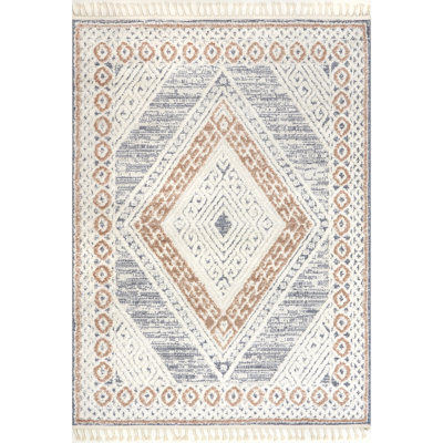 Acacia Raised Diamond Tasseled Area Rug