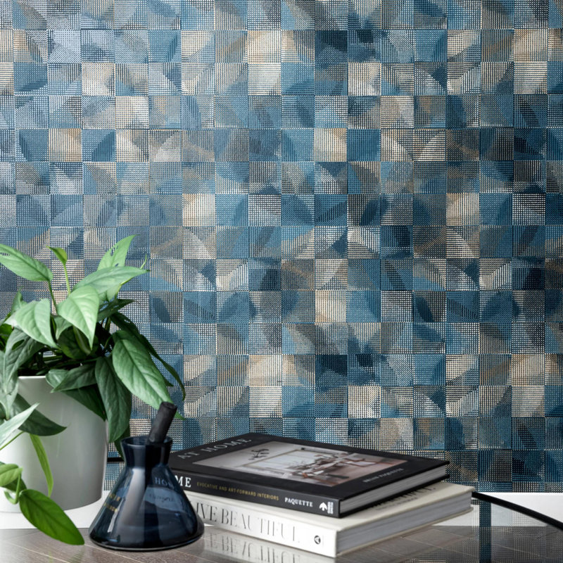 Vivido Impatto Geometric Non-Woven Wallpaper Roll, Mineral/Blush