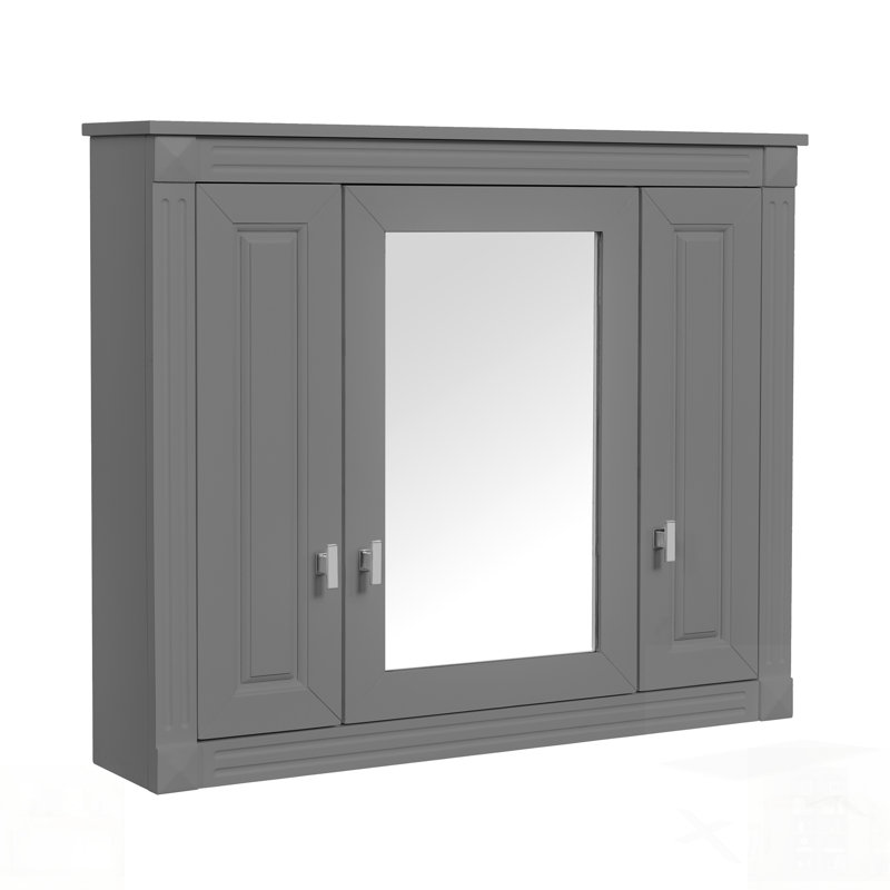 Armoire de salle de bain avec miroir, armoire à pharmacie murale avec 4 tablettes, rangement pour porte de toilette en miroir