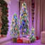 Sapins de Noël artificiels floqués et pré-illuminés Frostvale, ensemble de 3, 90 cm / 135 cm / 180 cm