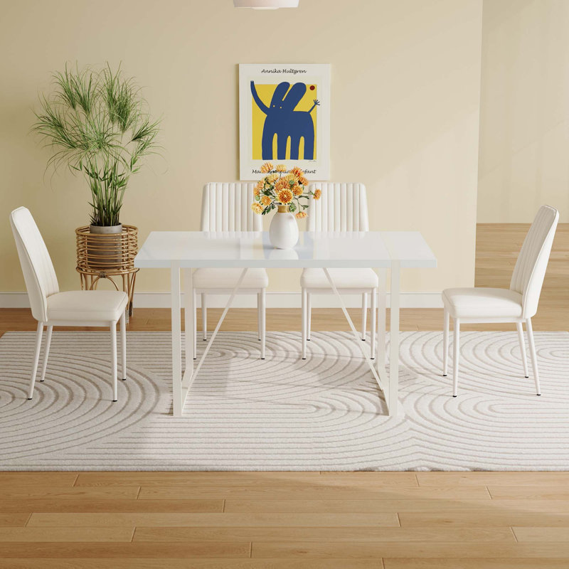 Ensemble de table de salle à manger en panneau de fibres à densité moyenne, 5