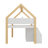 Twin-Scale House-Inspired Low Loft Bed With Integrated Shelving, Cabinets & LED Lights, Wooden Playhouse Loft Bed Equipped With Step Ladder-281386351
