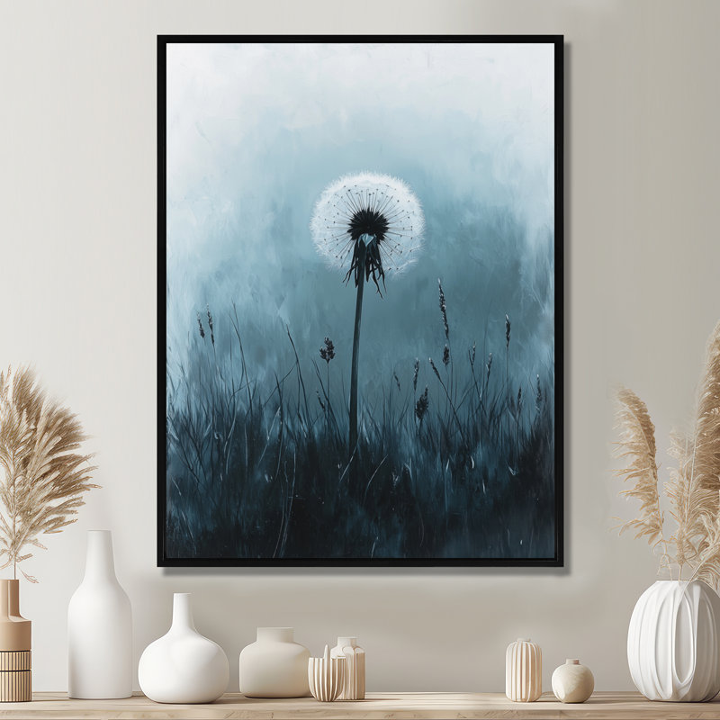 Pissenlit silencieux dans un minimalisme III - Pissenlit, art mural, H 20 po x l 12 po, Noir