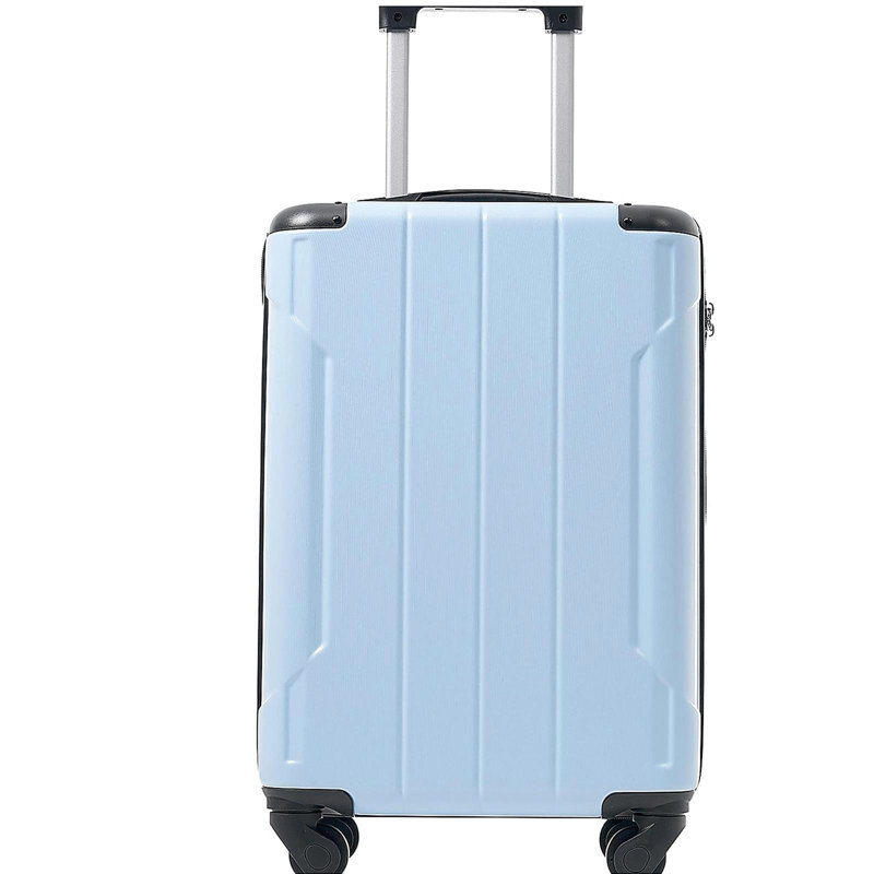 Bagage à main 20 pouces Hardshell, valise légère en ABS durable avec roulettes, serrure TSA intégrée, 2 cubes de rangement, bleu ciel