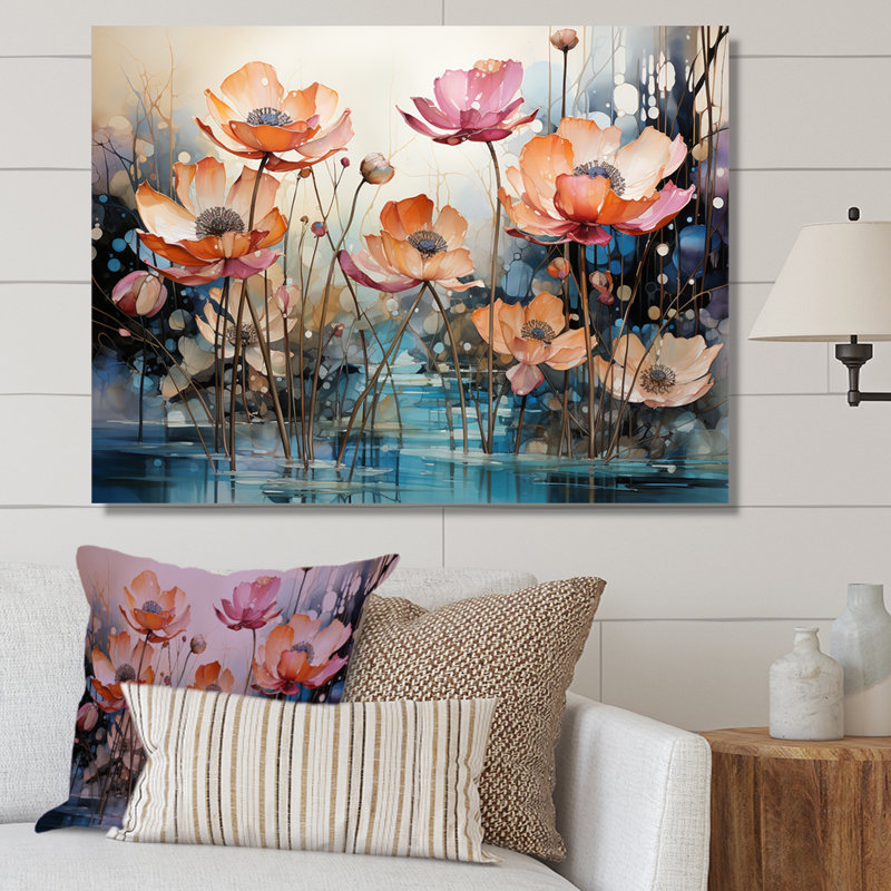 Lotus en harmonie - art mural Lotus, Toile tendue, H 12 po x l 20 po x P 1 po