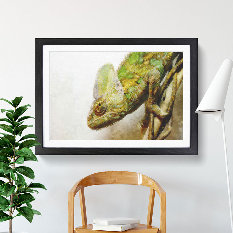 Chameleon Lizard Vol.3 - Framed Print, 48cm H x 65cm W x 2cm D, Black Framed