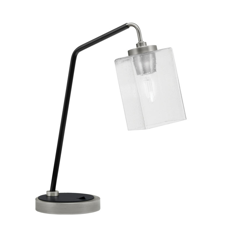 Lampe de bureau en acier inoxydable Atka, Graphite / noir mat, Transparent