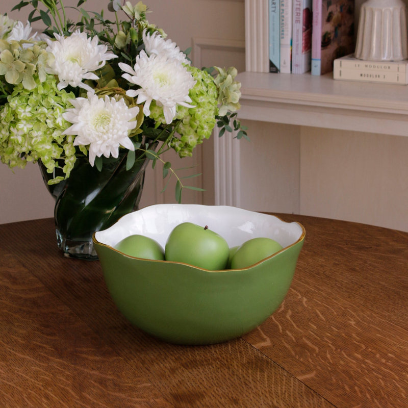Grand bol Encanto Osaka, Blanc / vert feuille
