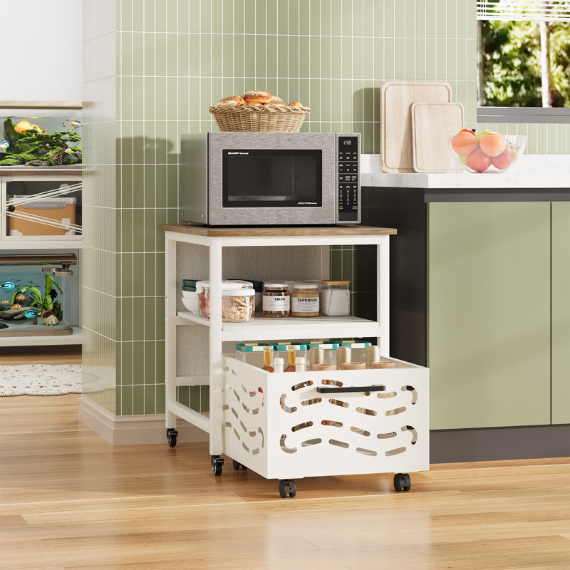 Support de rangement pour micro-ondes et mini-réfrigérateur pour la cuisine, table de bout à 1 tiroir avec rangement pour le salon et le bureau
