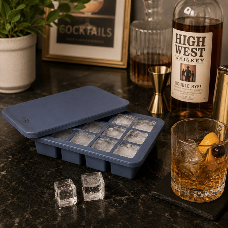 Silicone (1") Ice Cube Tray w/ Lid